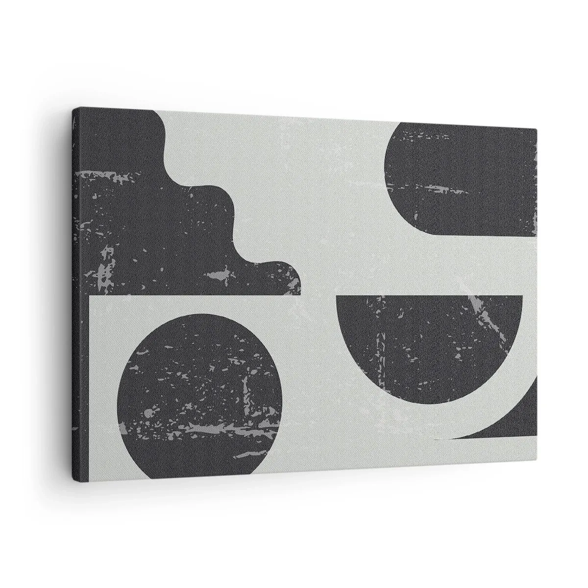 Quadro em tela - Padrões geométricos em tons de preto e cinza - 70x50cm - Composição acima e abaixo - Decoração de parede moderna para a sala de estar e quarto ARTTOR