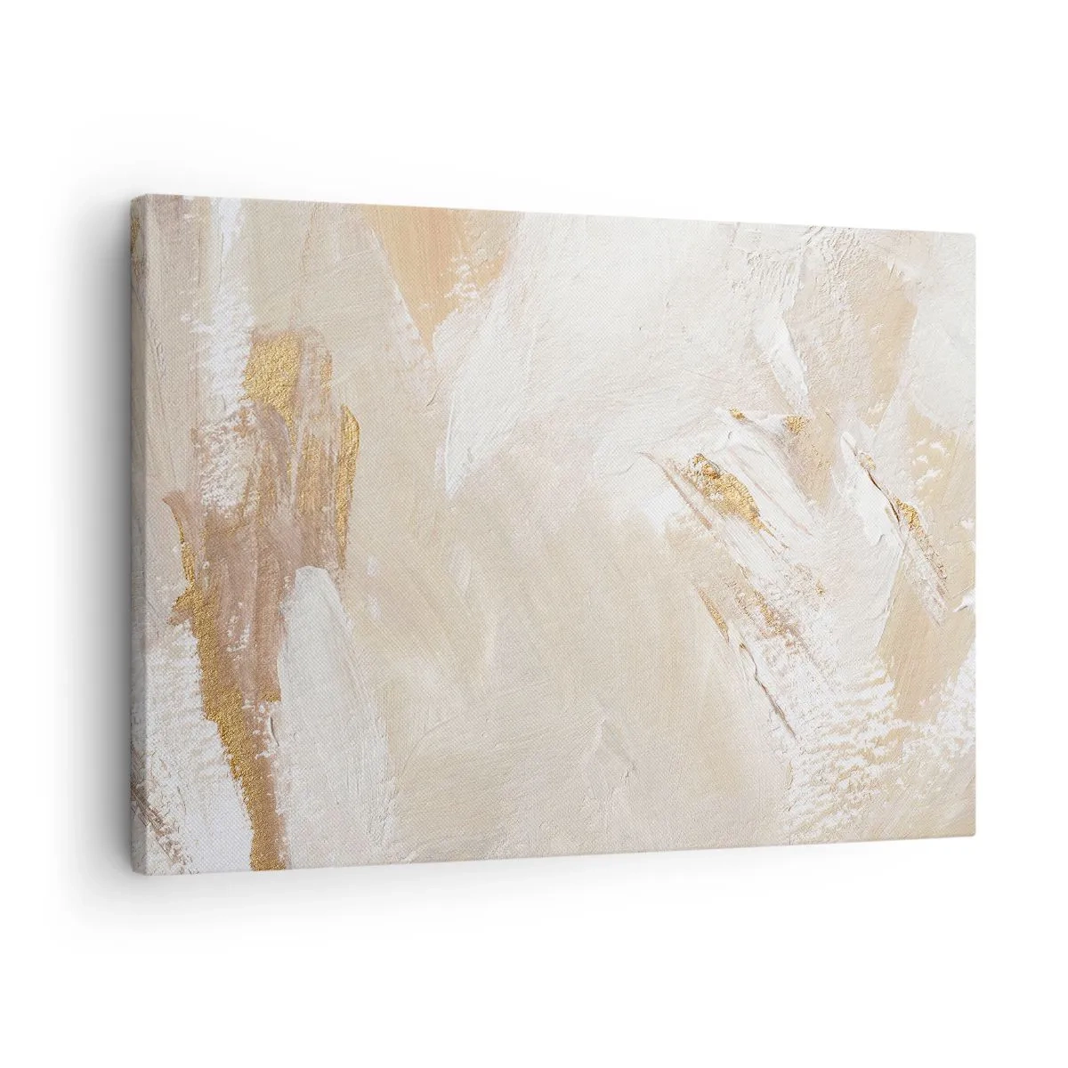 Quadro em tela - Tons abstratos delicados em tons de bege e dourado - 70x50cm - Composição pastel - Decoração de parede moderna para a sala de estar e quarto ARTTOR