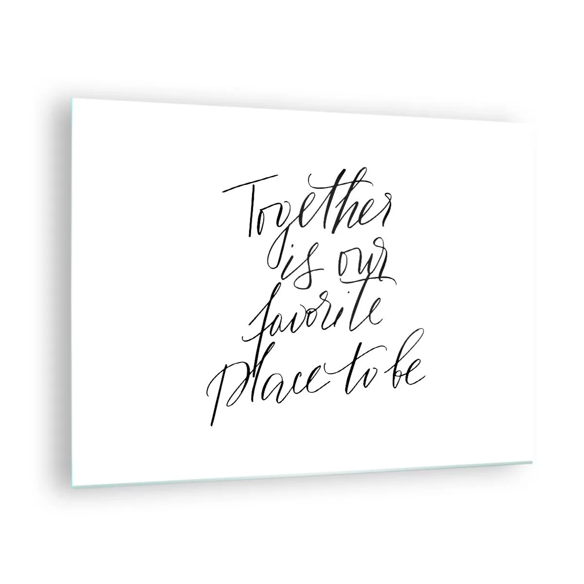 Quadro em vidro - Inscrição caligráfica minimalista em fundo branco - 70x50cm - Também sente isso? - Decoração de parede moderna para a sala de estar e quarto ARTTOR