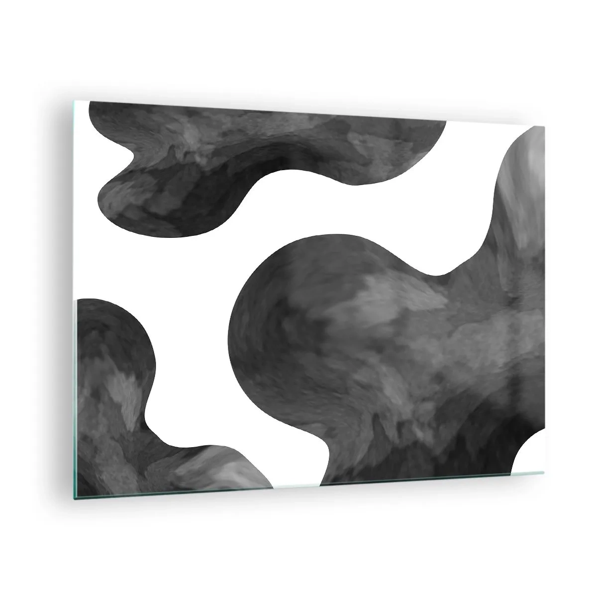 Quadro em vidro - Formas abstratas em tons de preto e branco - 70x50cm - Via Láctea - Decoração de parede moderna para a sala de estar e quarto ARTTOR