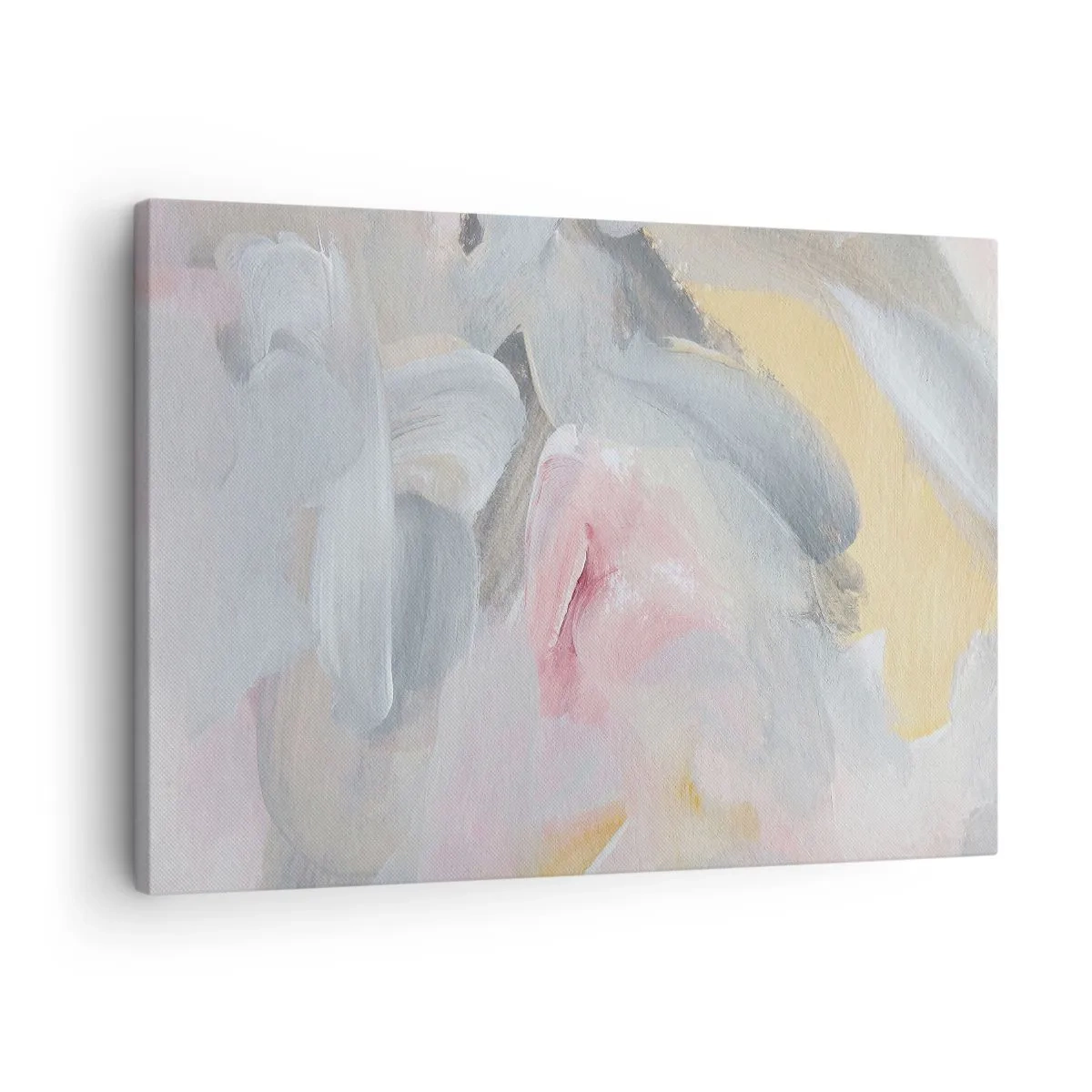 Quadro em tela - Pinceladas abstratas em tons de rosa e cinza. - 70x50cm - Em um mundo pastel - Decoração de parede moderna para a sala de estar e quarto ARTTOR
