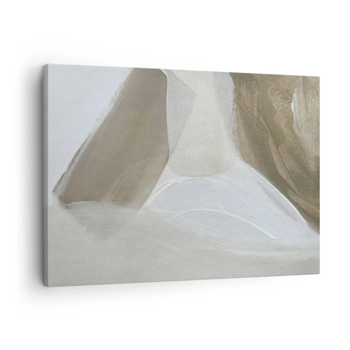 Quadro em tela - Abstração delicada em tons de bege e branco - 70x50cm - Uma onda de branco - Decoração de parede moderna para a sala de estar e quarto ARTTOR