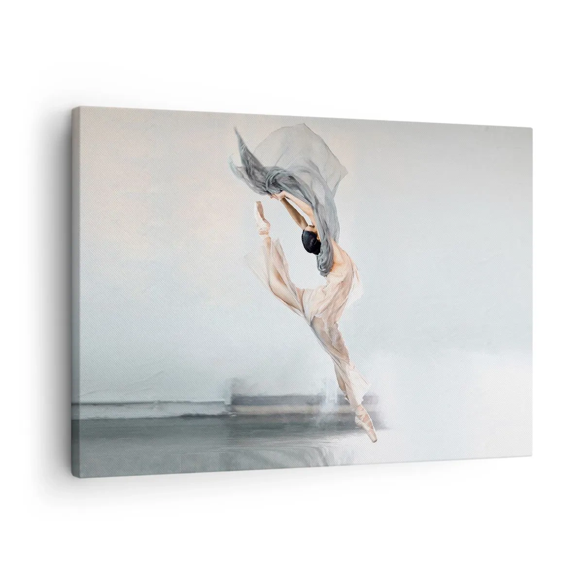 Quadro em tela - Uma dançarina em movimento dinâmico contra um fundo claro - 70x50cm - Na exultação da dança - Decoração de parede moderna para a sala de estar e quarto ARTTOR