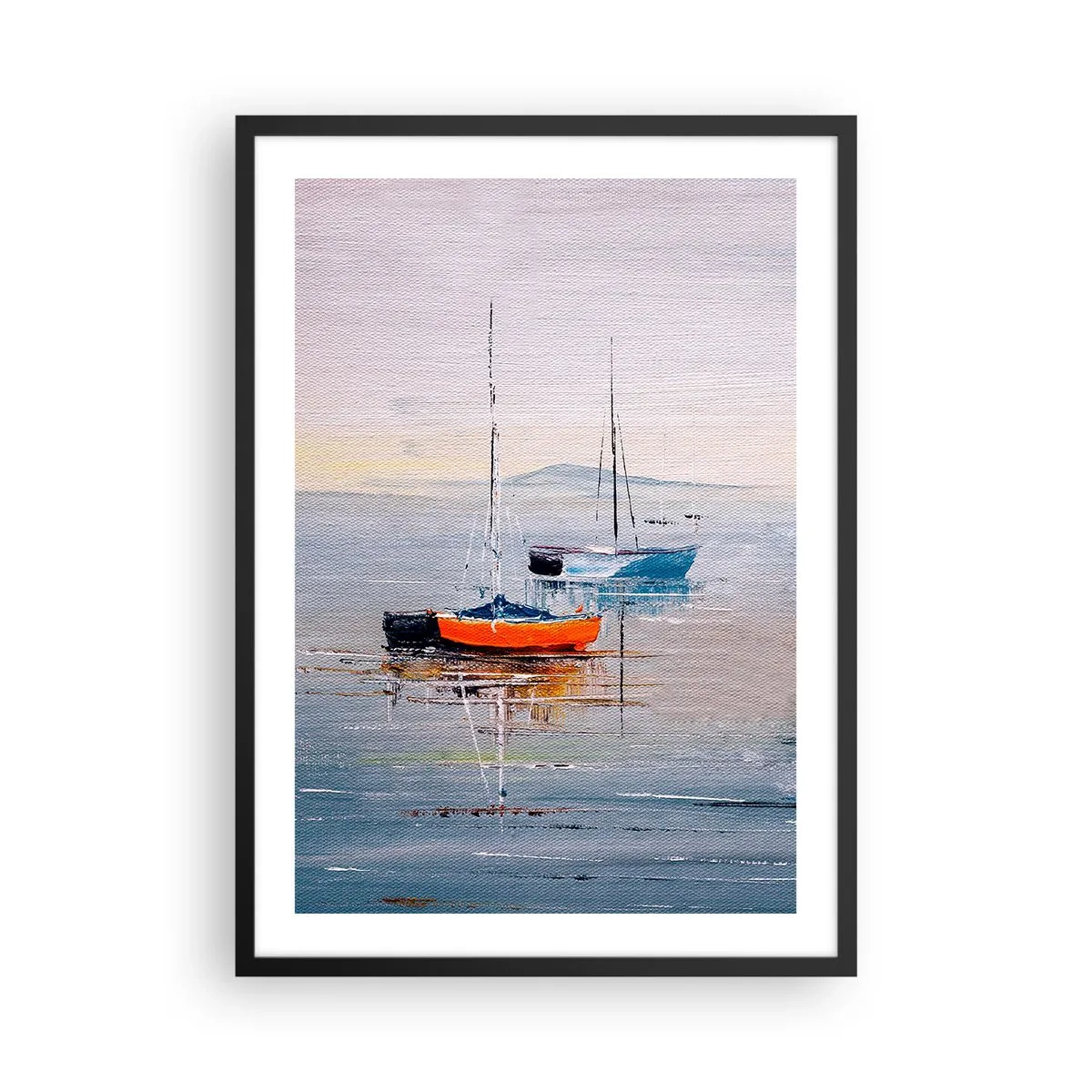 Pôster com moldura preta - Veleiros em águas calmas - 50x70cm - Um merecido descanso - Decoração de parede moderna para a sala de estar e quarto ARTTOR